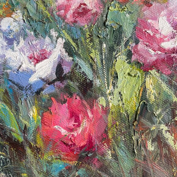 Spring Flower Field with Butterflies! This Oil Painting is Full of Romantic Vibe - Picture 5 of 8